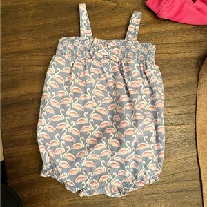 Janie and Jack Pink and Blue Flamingo bubble Romper